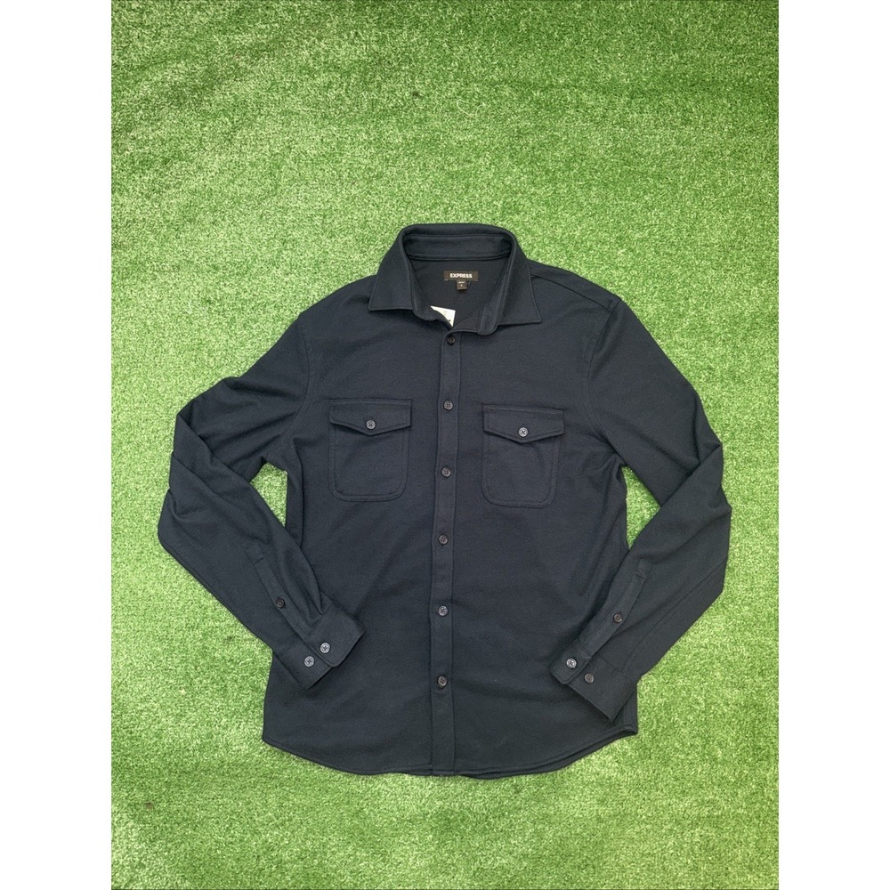 Express Dress Shirt Men's Navy Blue Small Classic‎ Stretch Modern Tech 1MX - New